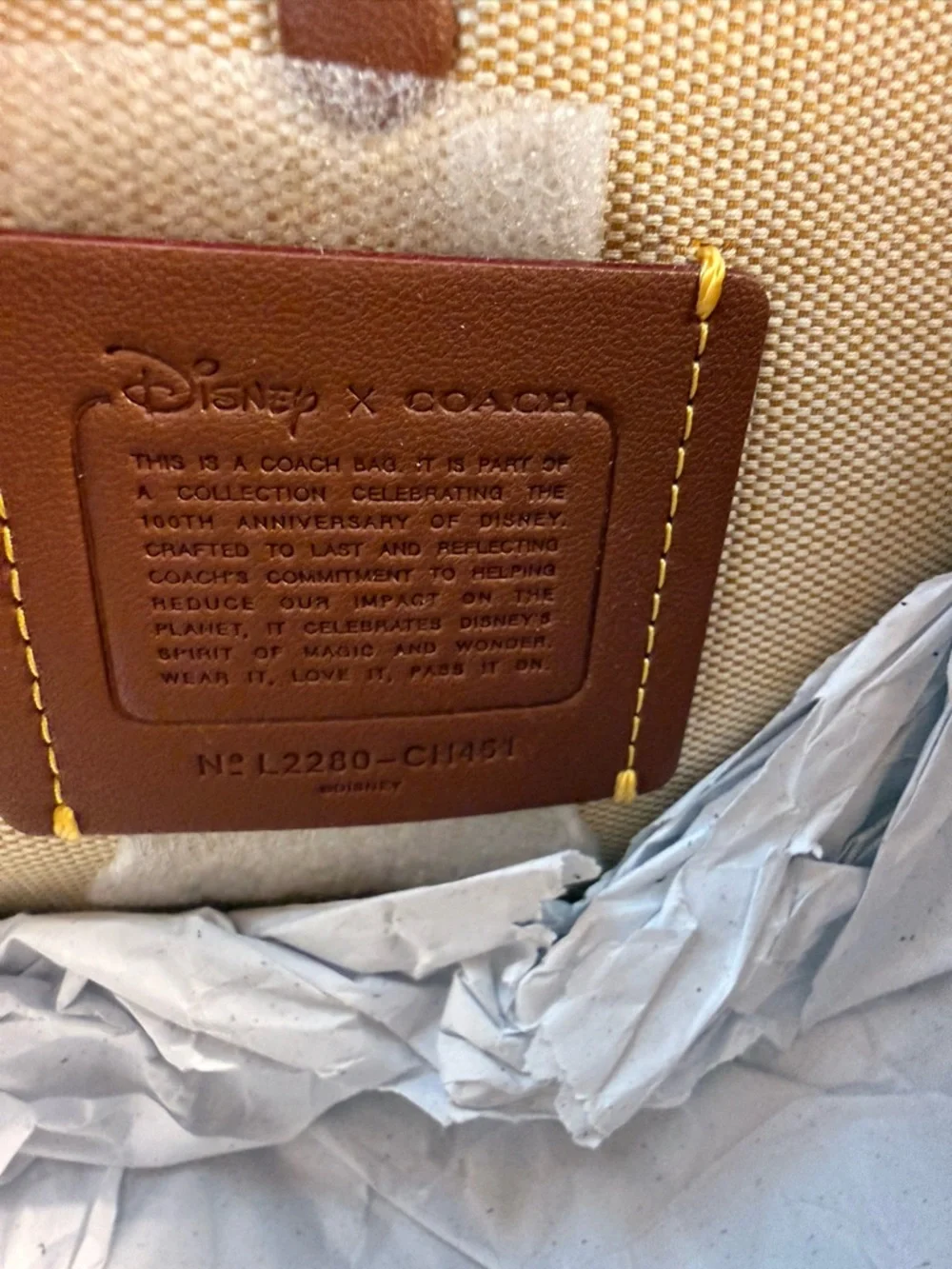 NWT COACH X DISNEY IVORY LEATHER ROGUE 25 WITH MICKEY MOUSE & CATERPILLAR CH461 - Picture 8 of 13